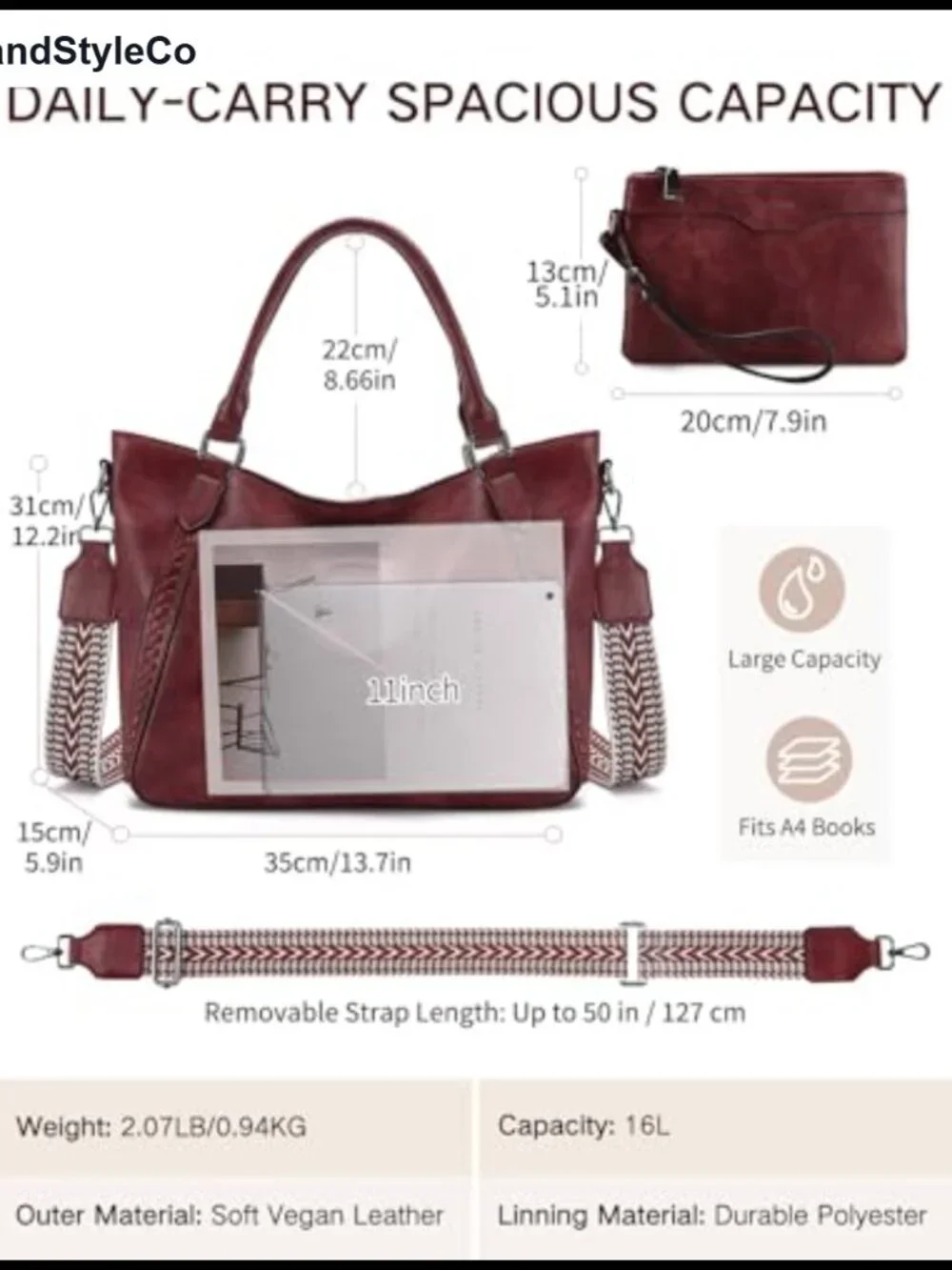 Hobo Bag PU Leather Shoulder Bag Adjustable Strap Crossbody Handbag